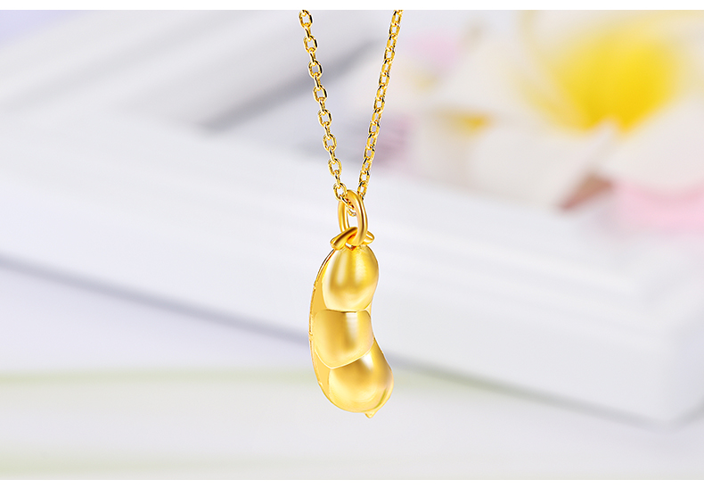 黄金码头足金吊坠福豆豌豆足金9999坠子表白节日送爱人礼物