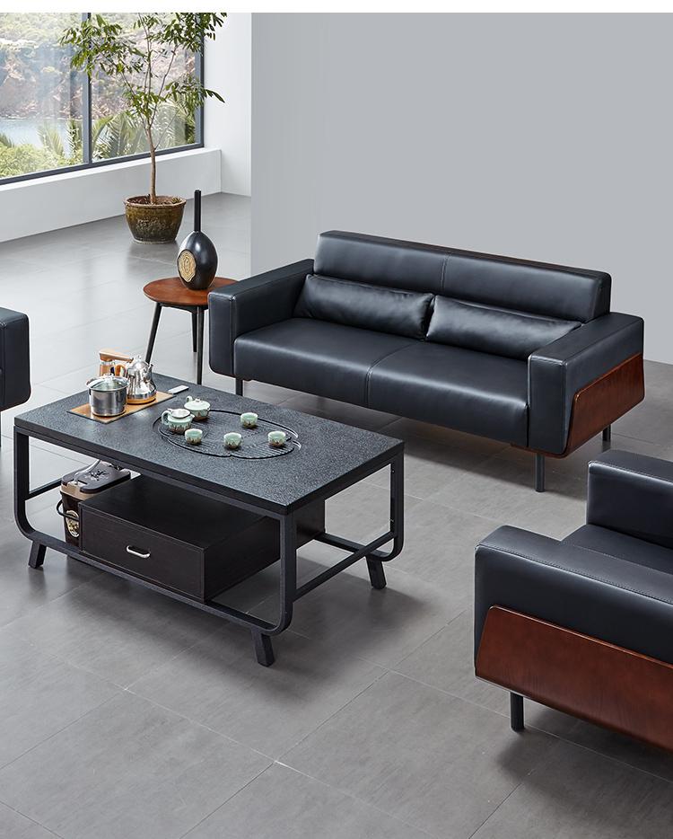 简约现代真皮办公沙发商务会客接待洽谈总裁老板办公室高档家具