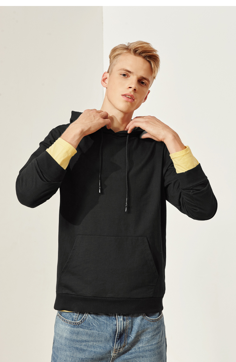 a21以纯线上品牌2017秋冬纯色连帽卫衣男简约百搭潮流套头衫男