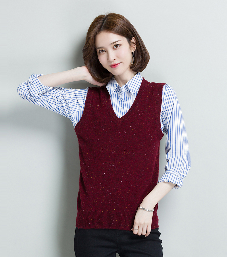 恒源祥女士针织/毛衣 【官方正品】恒源祥羊绒衫背心女v领马甲秋冬款