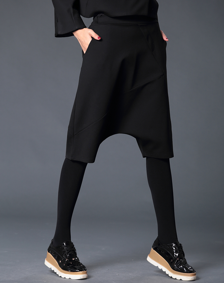 新款式2021新品秋冬季女士宽松垮裤五分中裤休闲大码弹力哈伦裤吊裆