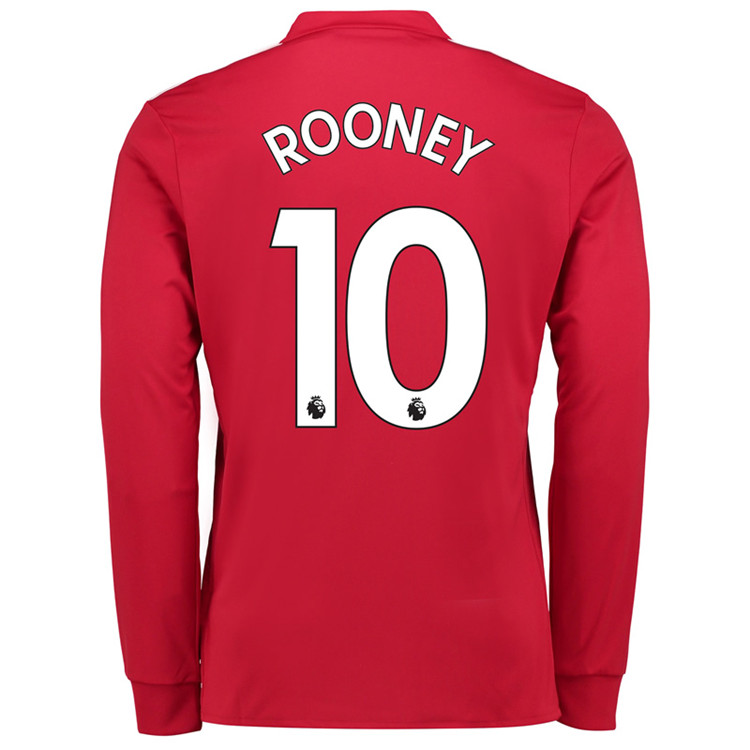 英超曼联1718赛季主场长袖足球队服曼联球衣红色