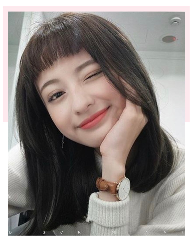 韩美肌(hanmeiji)假发 二次元眉上刘海假片真无痕齐厚刘海抖音赫本