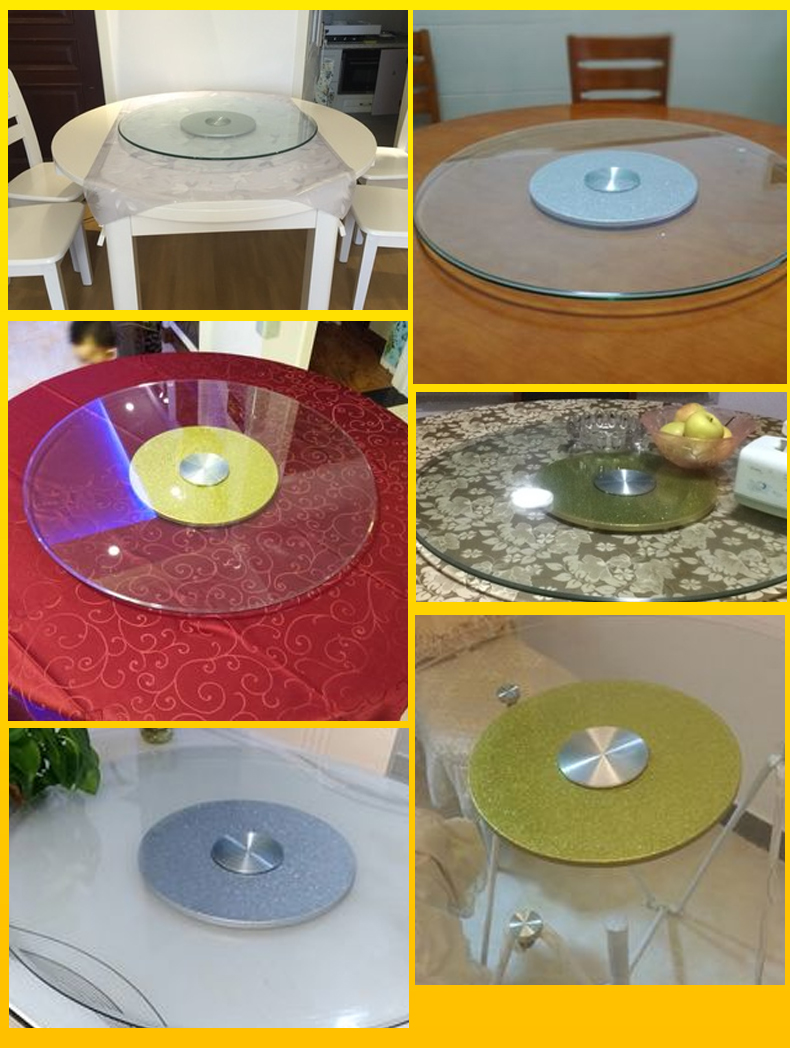 餐桌转盘钢化玻璃家用大圆桌旋转饭桌园台面玻璃转盘底座圆盘