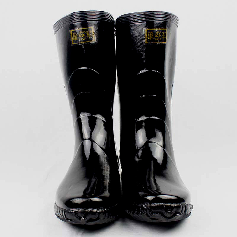 3539中筒水靴橡胶工作防滑绝缘防电雨靴3748码黑色