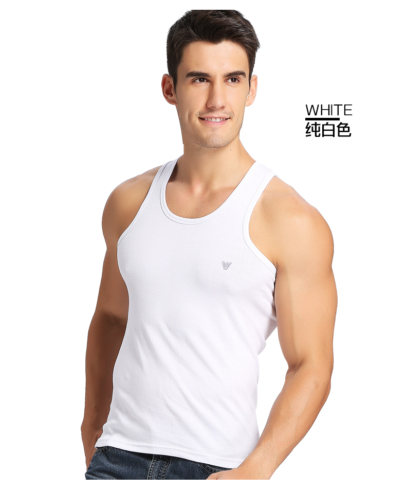 雅鹿男潮纯棉背心弹力修身型青年运动工字汗衫