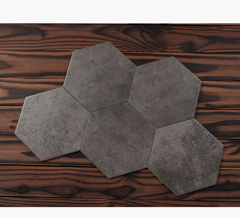 loft小六角水泥砖花砖地砖客厅仿古砖酒吧店铺背景墙瓷砖壹德壹