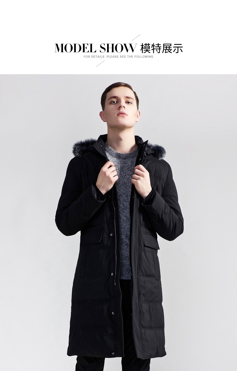 阿仕顿男士商务休闲羽绒服中长款青年保暖上衣时尚百搭纯色外套潮