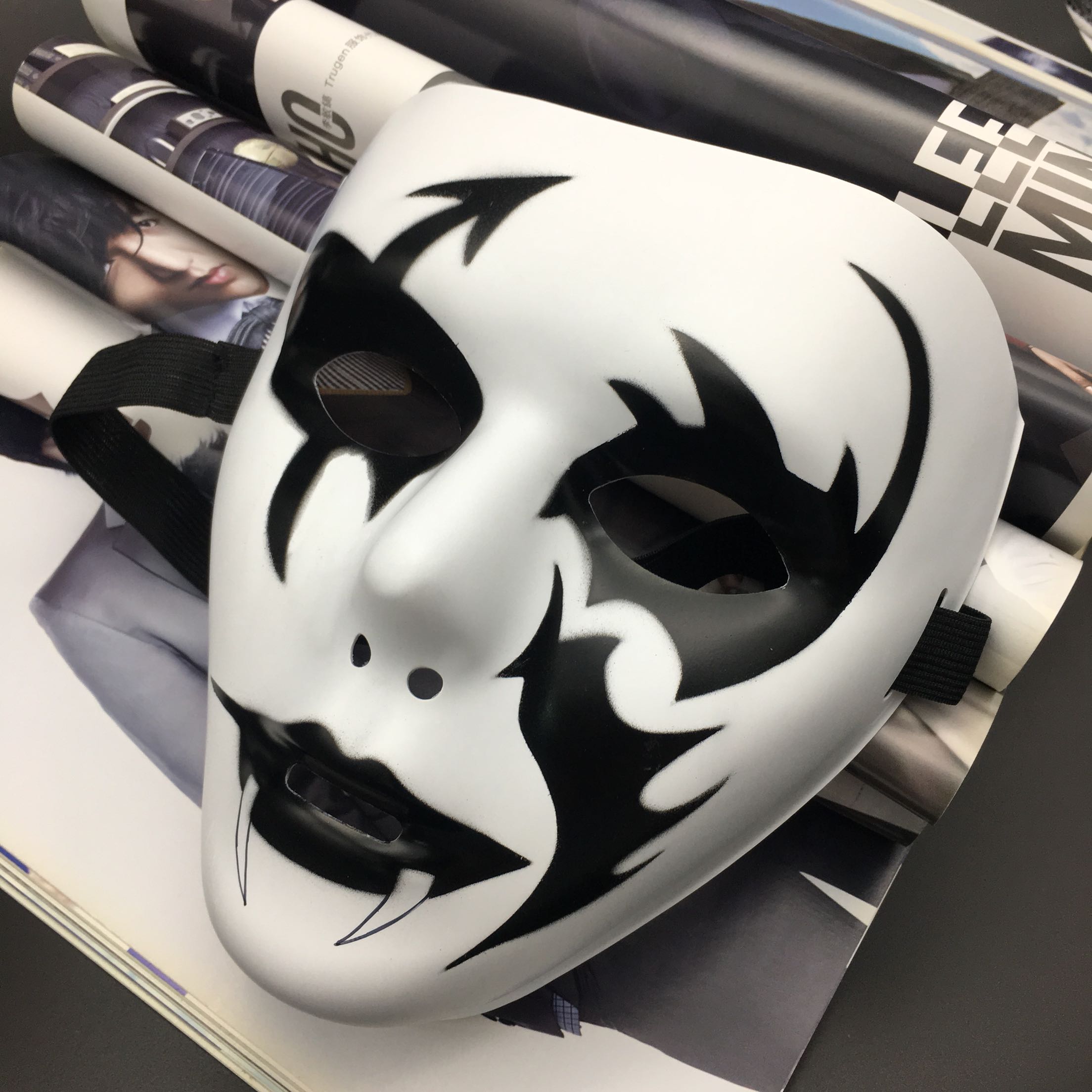 家柏饰corated手绘嘻哈街舞面具抖意同款万圣节搞笑吓人面罩化妆舞会