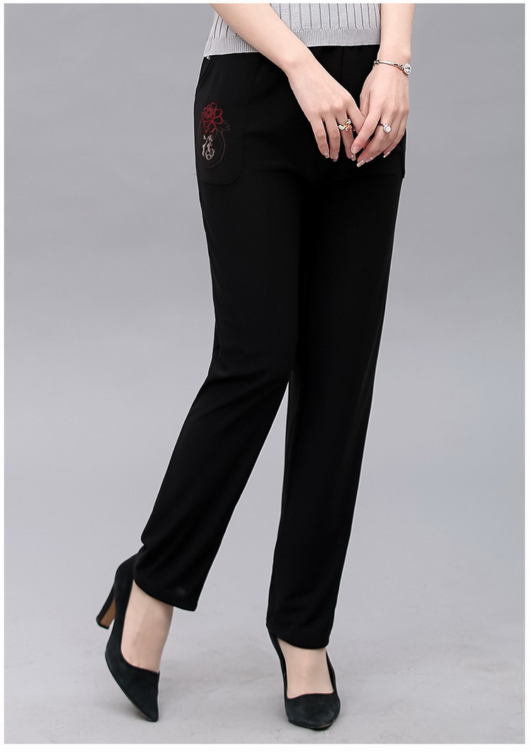 50岁妈妈裤子松紧腰休闲裤高腰弹力中老年直筒裤长裤大码夏季女裤