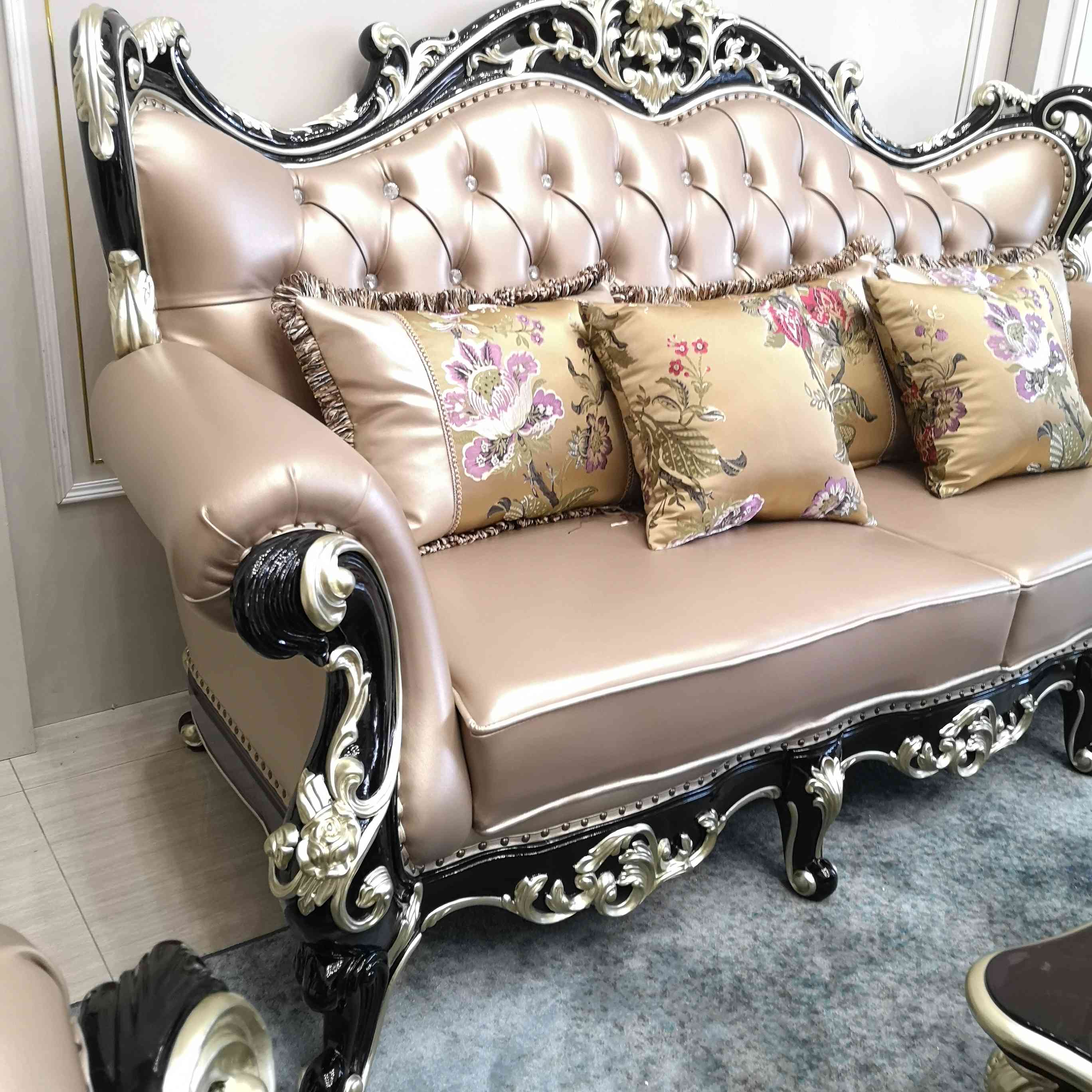 欧式沙发组合客厅黑檀实木真皮轻奢大户型美式新古典简欧别墅家具