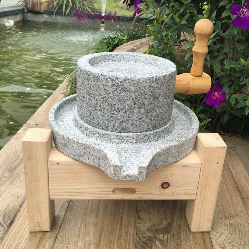 家用石磨青石小石磨 家用磨盘20*30cm手摇石磨手动豆浆机米粉机