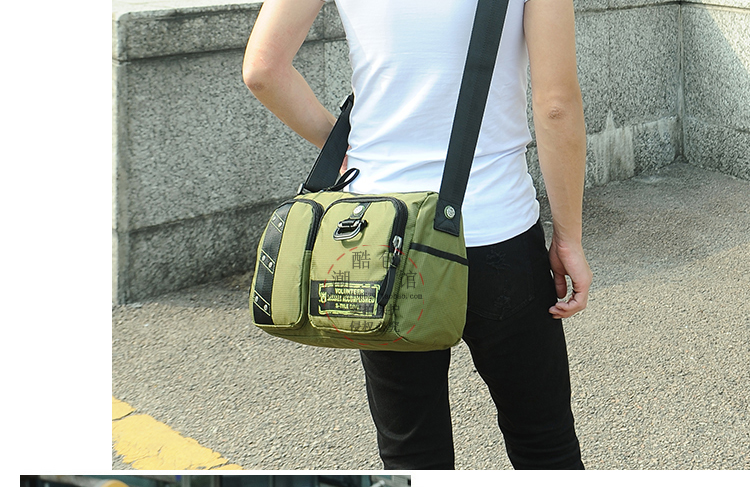 防水单肩包男大包斜挎包运动简约帆布韩版横款新款牛津纺潮流休闲