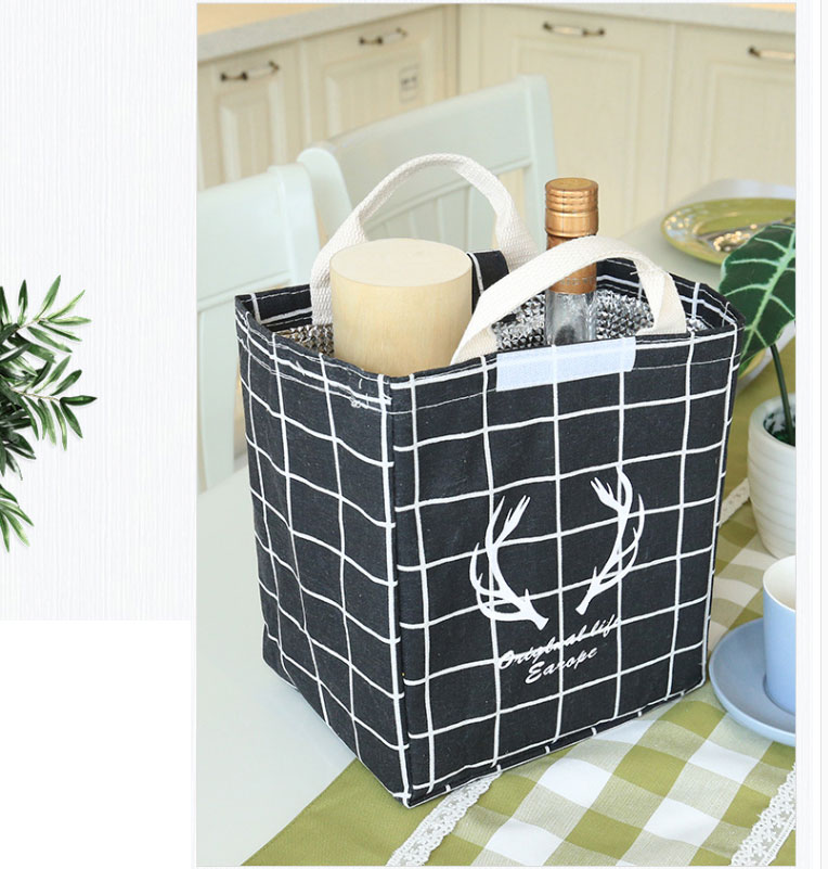 加厚便当包大号长方形手提袋子棉麻学生上班族打包饭盒袋生活日用家用