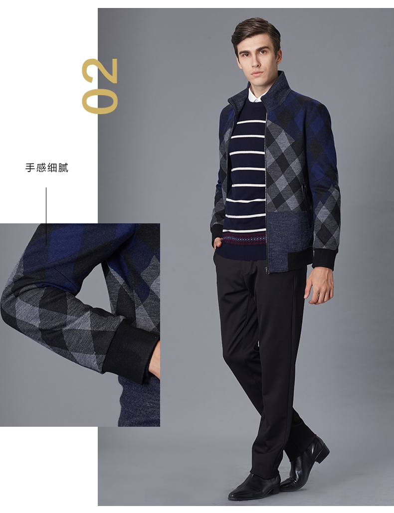 osd奥斯迪男士夹克衫秋冬季新品男装羊毛毛呢夹克男外套立领16q12l140