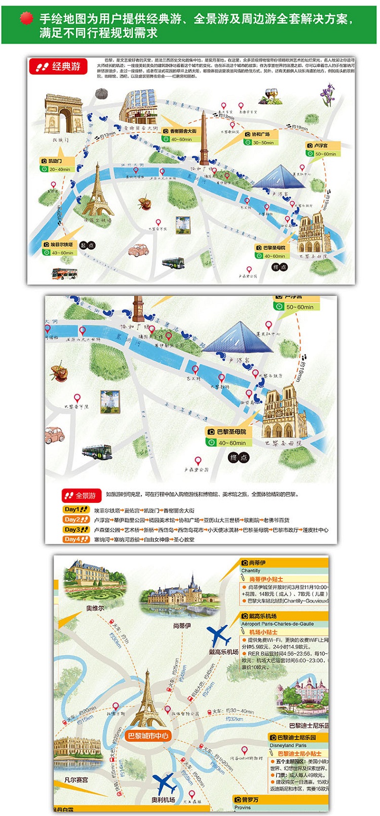 出国游城市旅游地图巴黎