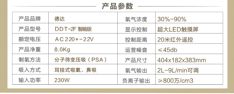 德达(deda)家用制氧机 老人吸氧机氧气机 ddt-2f