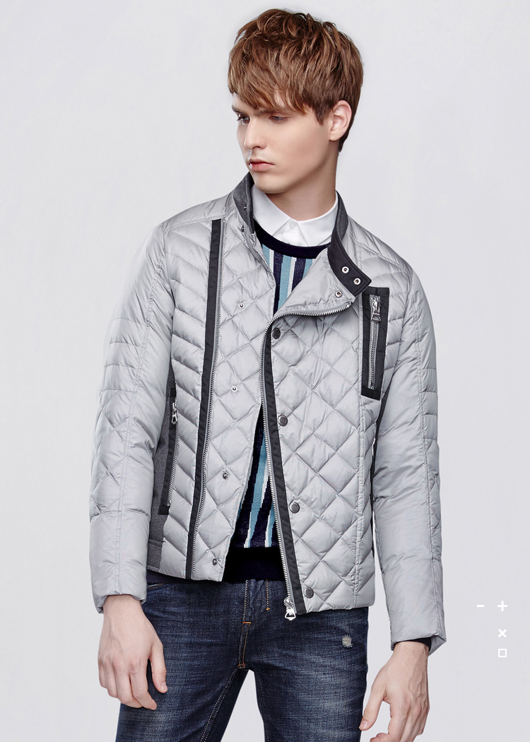 卡宾男装时尚修身白鸭绒羽绒服防风保暖外套冬季上衣e