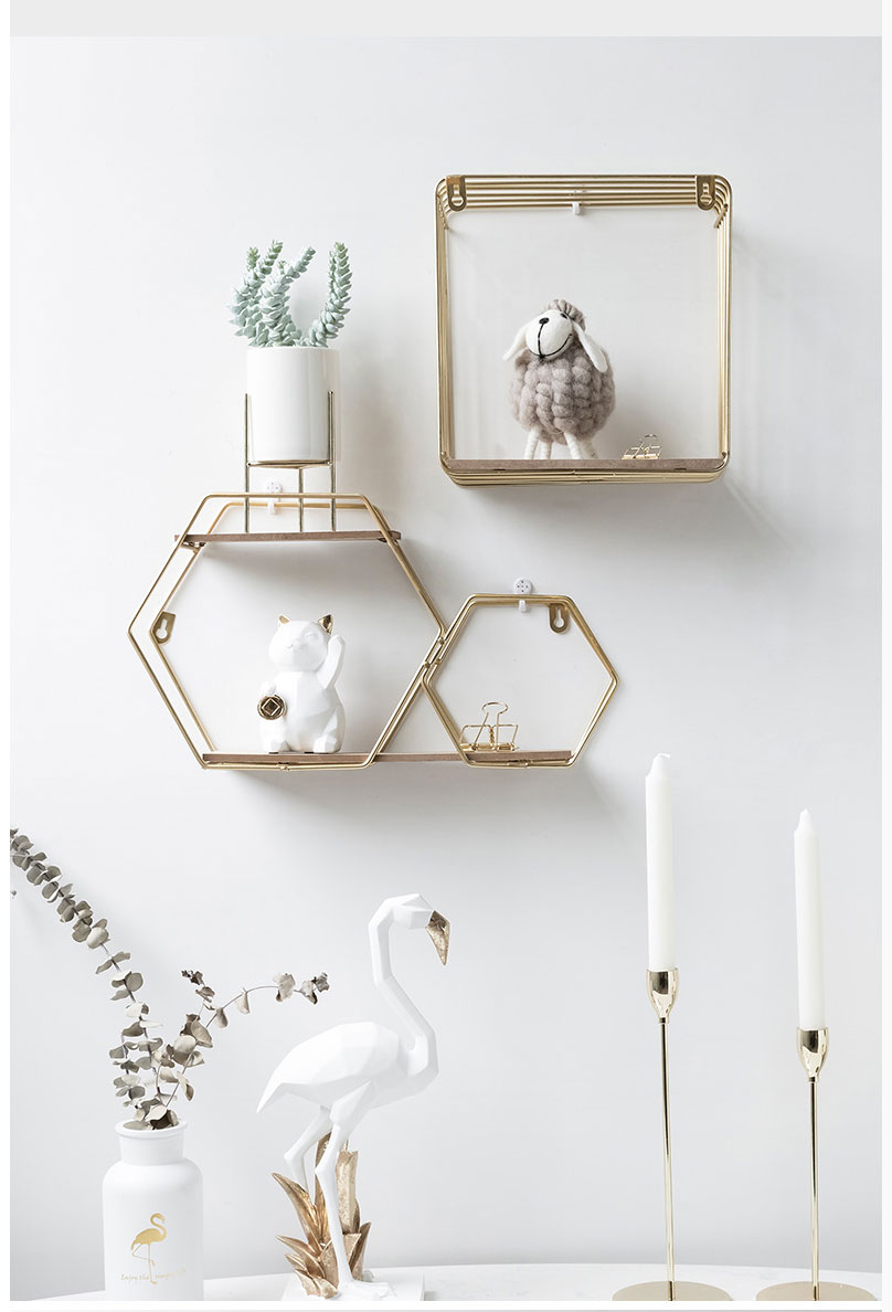 双六角swh钉6北欧风格装饰创意墙壁房间饰品客厅家居置物架挂饰墙面