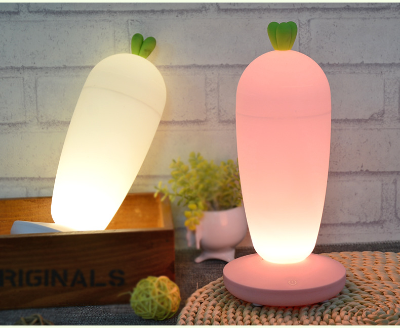 创意萝卜小夜灯led充电触摸感应光喂奶台灯儿童可爱卧室床头灯
