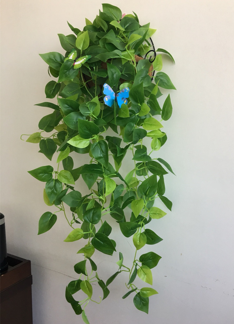 仿真植物吊篮假花藤条塑料绿叶树叶绿萝叶子吊兰室内壁挂装饰藤蔓
