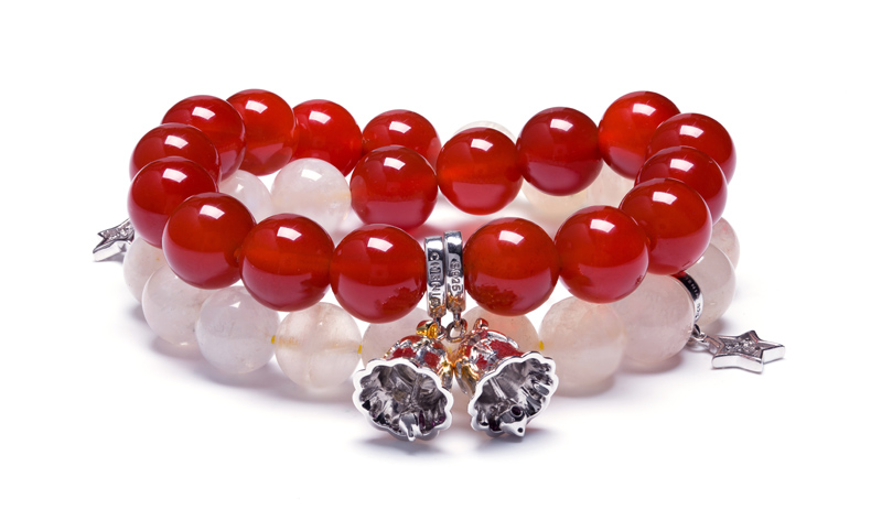 晶石灵 哥本哈根的童话红玛瑙月光石铃铛手链手珠礼物