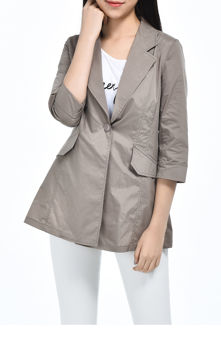 逸阳七分袖中长款风衣外套上衣0931