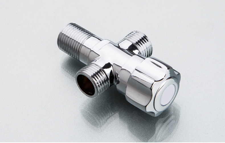 双出水全铜角阀 加厚加长三角阀 一进二出冷热三通止水阀开关