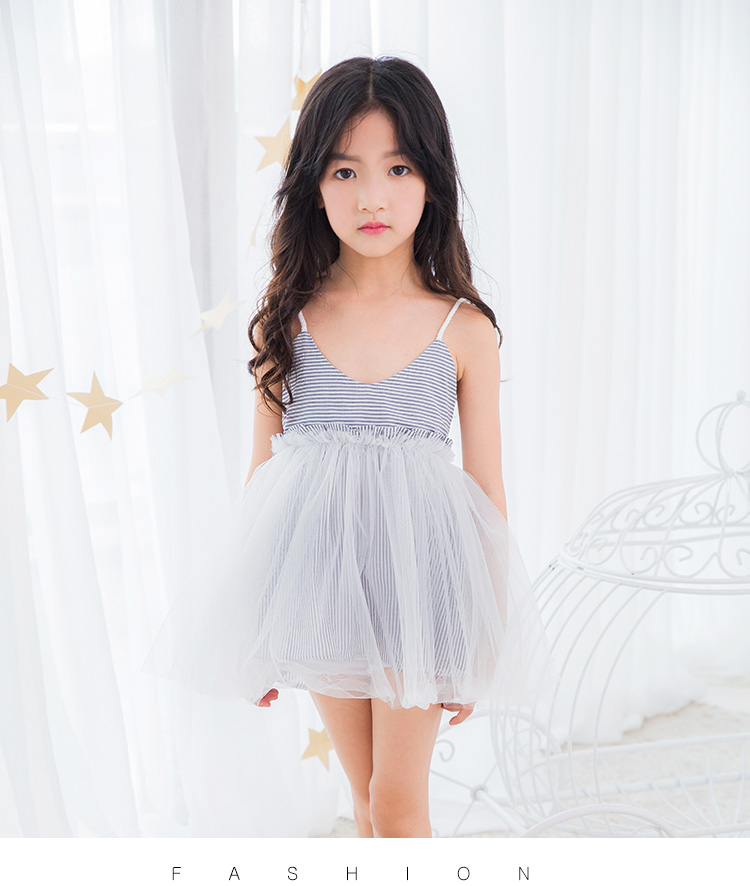 828新款女童吊带裙夏2017款夏沙滩裙中大童小女孩裙夏子露背连衣裙