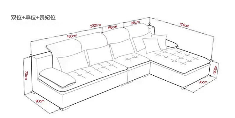 淮木(huaimu)简约现代三人小户型沙发组合布艺沙发客厅转角布沙发3621