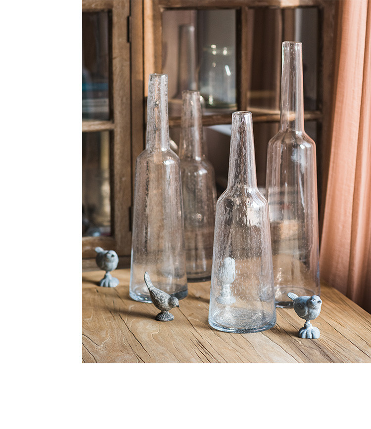 掬涵装饰摆件 掬涵 空蓝手工玻璃瓶艺术花器花瓶装饰瓶插花工艺品天球