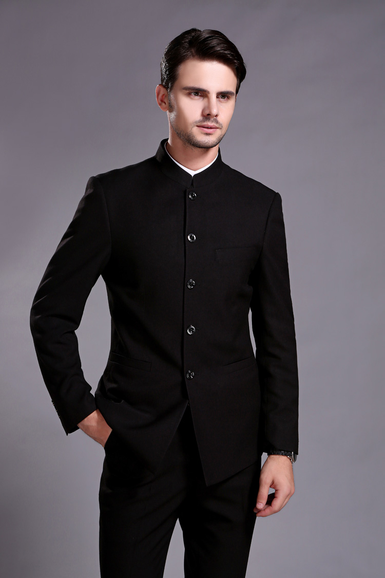 newlake中山装套装男士青年修身中华立领西装中国风民族服饰中式礼服