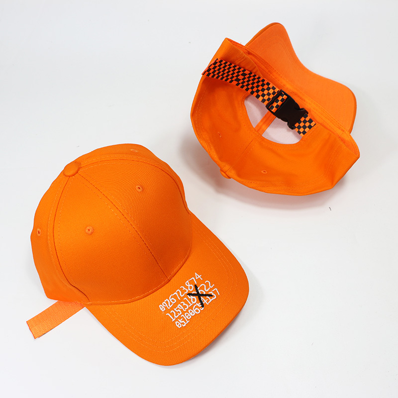七斓帽子 七斓桔色鸭舌帽子男女街头潮人橘色棒球帽