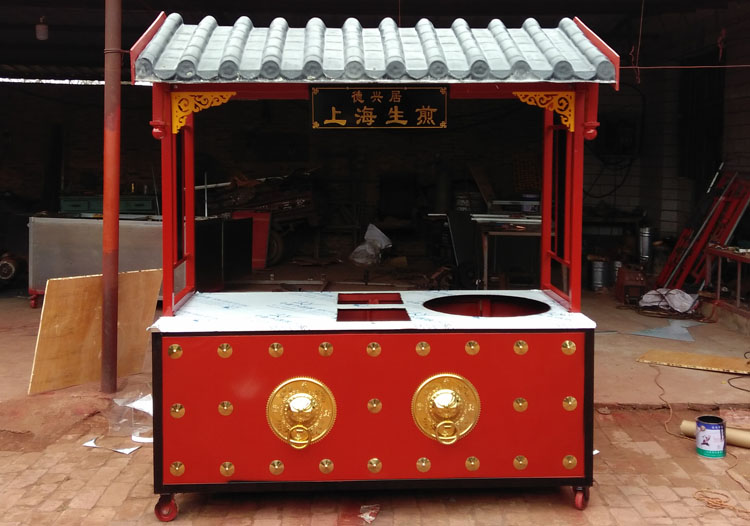 善思(soseki)厨房小工具 仿古小吃车手推车摆摊移动多功能快餐车烧烤