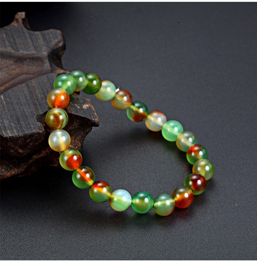 左传 七彩孔雀玛瑙单圈手串8mm 彩虹黑曜石8mm 色彩艳丽 孔雀玛瑙