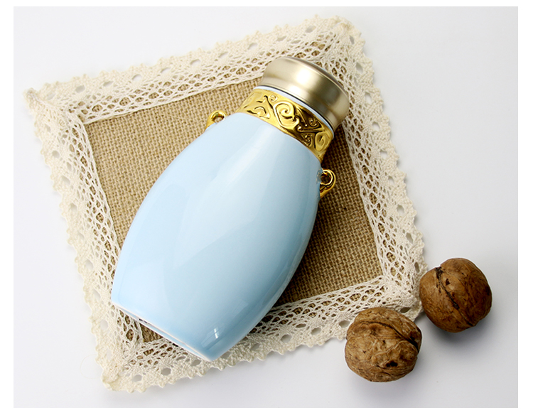 乾唐轩活瓷吉星月光宝瓶随身杯单层265ml陶瓷水杯便携随手