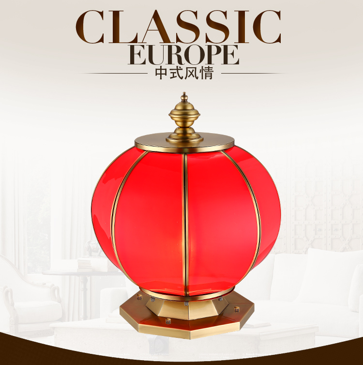 铜墙头灯柱头灯红灯笼户外柱头灯别墅大门柱欧式庭院灯花园室外灯都市