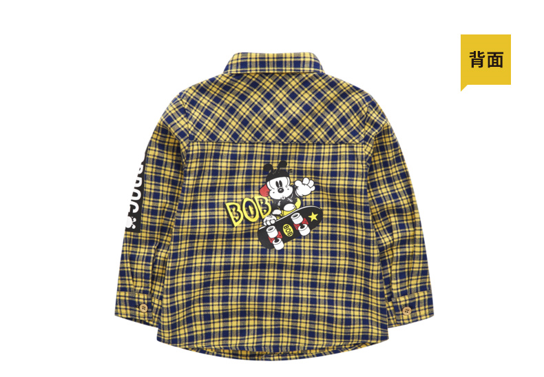 巴布豆童装男童衬衫儿童长袖格子衬衣短款开衫绅士风潮上衣