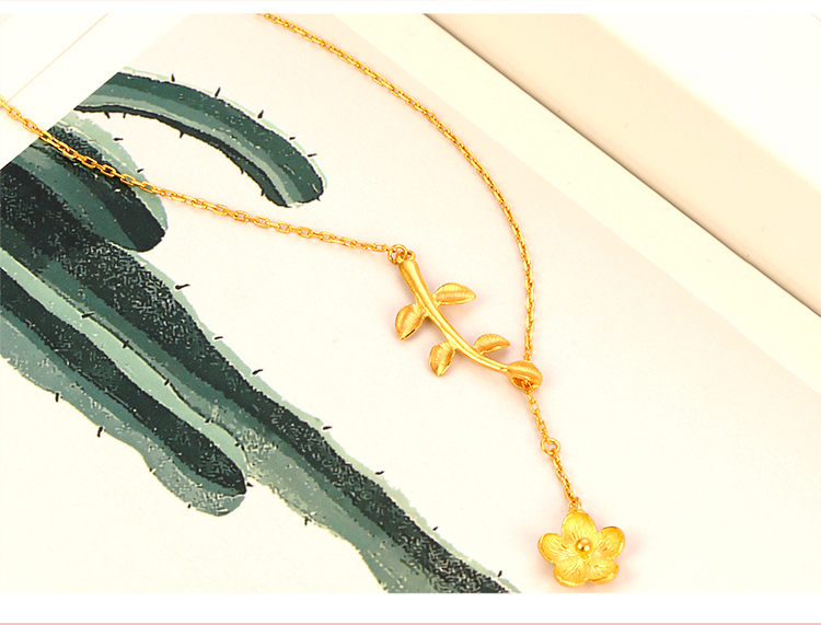 金一足金999花朵金枝玉叶精品黄金项链时尚套链新品送女士计价abc009