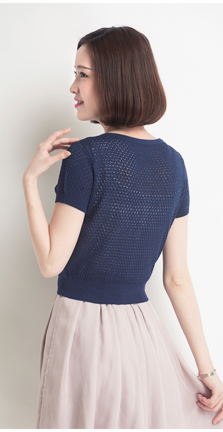 绒运利达冰丝夏季小披肩开衫女针织衫短袖裙子外搭小外套薄款镂空短款