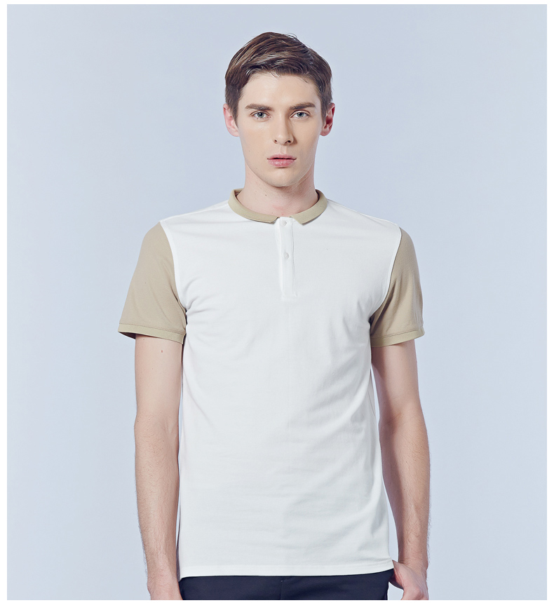 千兮310115男士polo衫短袖t恤修身纯棉翻领体恤衫拼接英伦短袖夏装