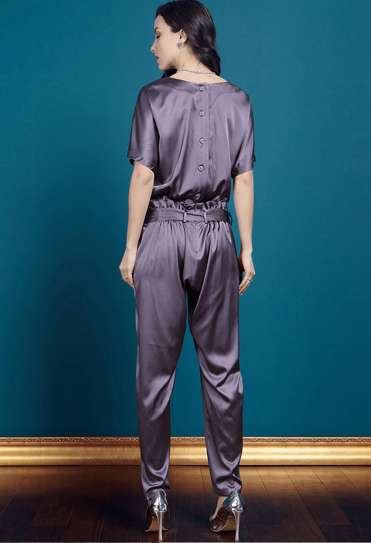 voa2015新款真丝连体裤欧洲站桑蚕丝连身裤丝绸连衣裤长裤k159