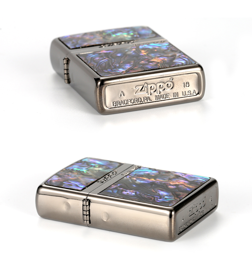 芝宝(zippo)品牌打火机迷情蓝色彩贝 zippo芝宝 彩贝镶嵌黑冰镜面防风