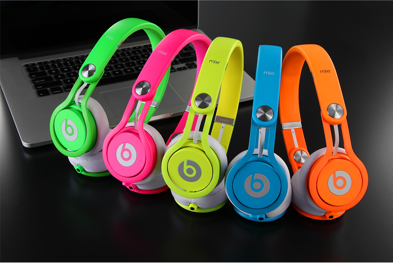 beats mixr 混音师dj hifi头戴式重低音耳机耳麦(荧光粉)