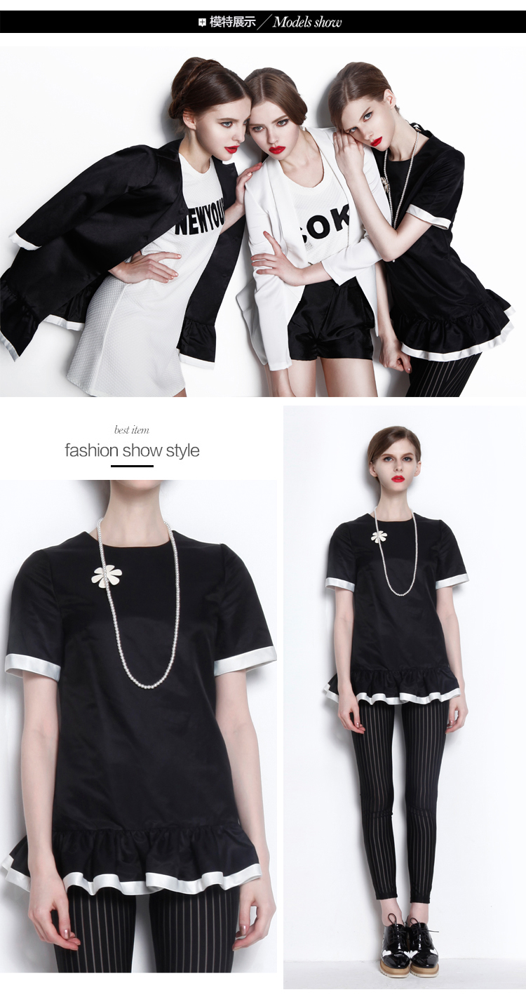 dotacoko撞色边中长上衣114302005a