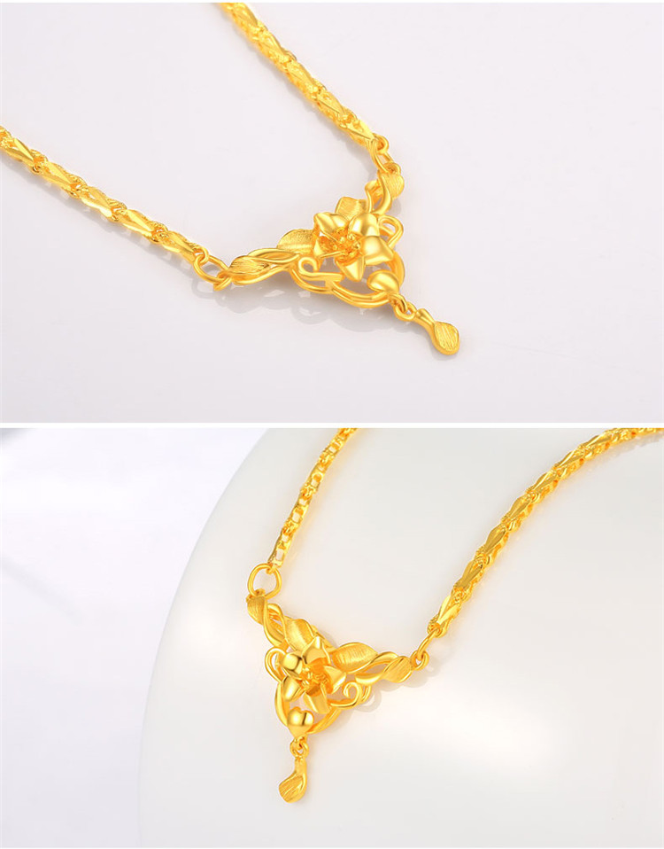 佐喜佑福 黄金项链女款 999足金香水百合花美妆套链 婚嫁送礼 约10.