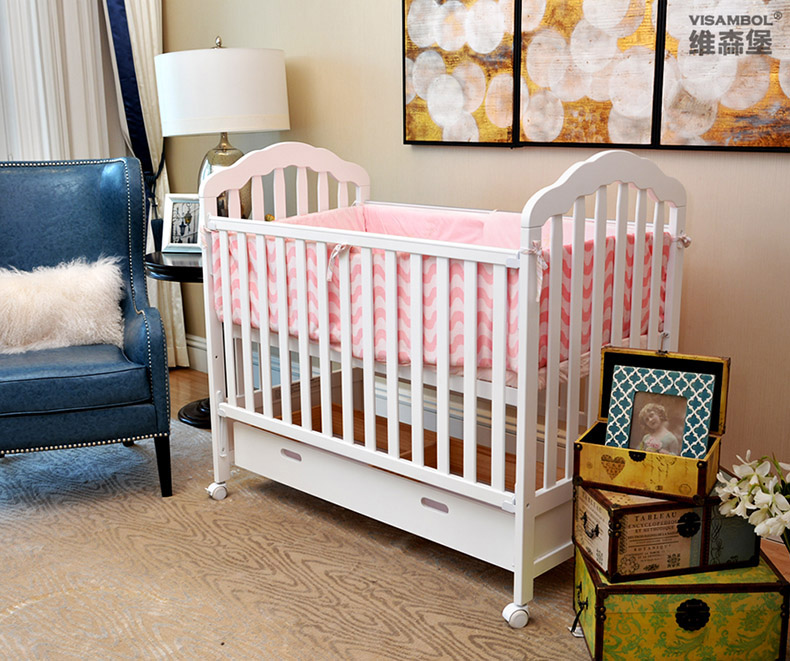 visambol维森堡欧若拉高级实木婴儿床【价格 图片 品牌 报价】-苏宁