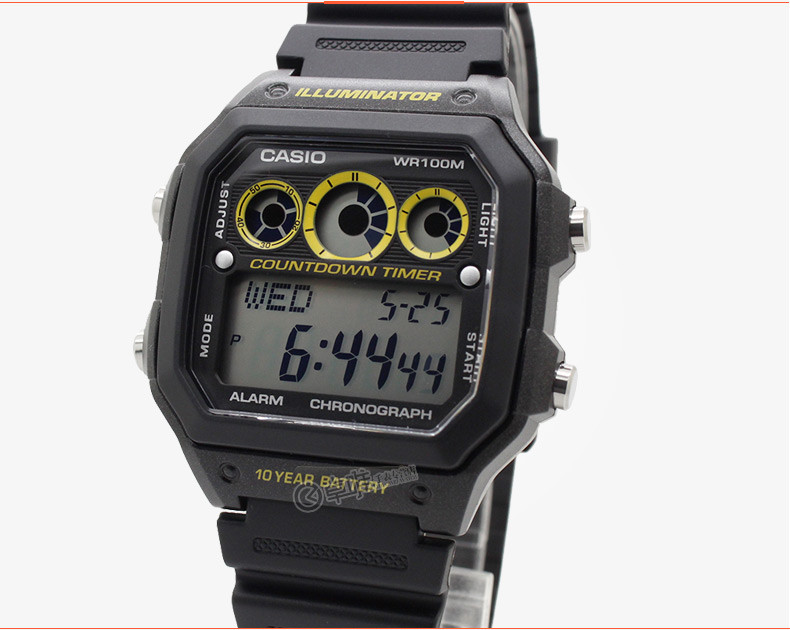 卡西欧casio电子表方形数显男表十年电力运动防水学生手表