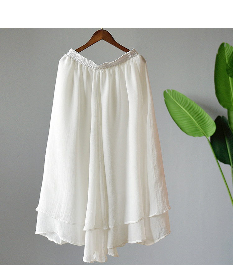 夏季中国风白色复古棉麻长裙半身裙女宽松禅修茶服大摆长款纱裙女白色