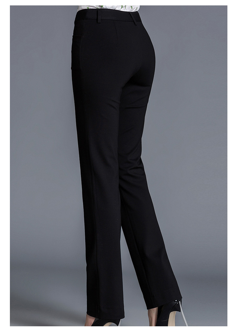 曼妮(zmany)女士西服 mtiny黑色直筒西裤女新款修身显瘦百搭工装裤